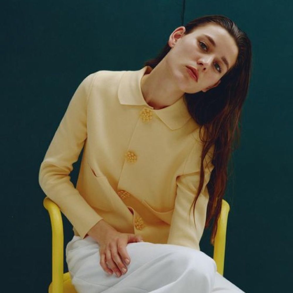 ZARA PLAIN KNIT JACKET WITH BEADED BUTTONS